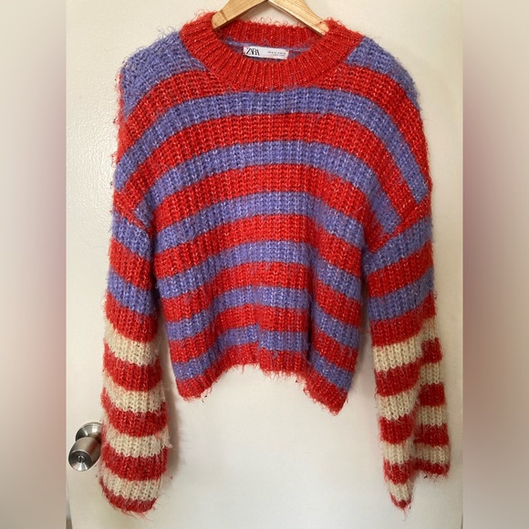 Zara Chunky Knit Sweater in Red/Purple/Yellow - Picture 4 of 4